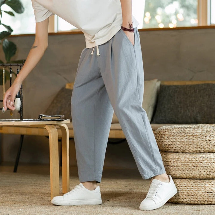 Kyoto | Tapered Drawstring Harem Men's Linen Pants