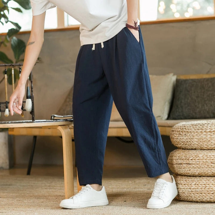 Kyoto | Tapered Drawstring Harem Men's Linen Pants