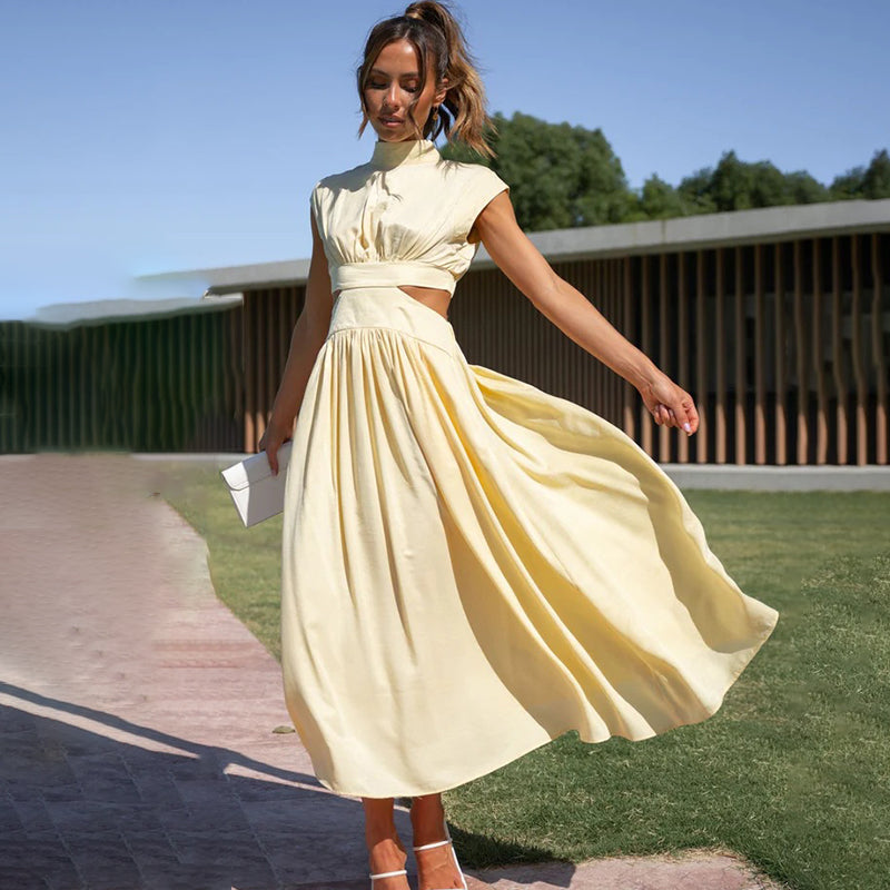 Corinna | Cut-Out Halter Dress Wedding Guest Midi