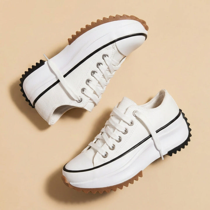 Caramel | Tonal Lace-Up Serrated Flatform Women's Sneakers