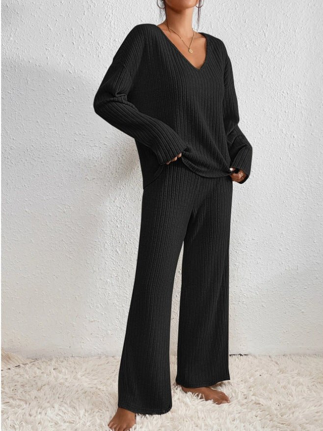 Lola | Women's Knitted Loungewear Set Ribbed Wide Leg