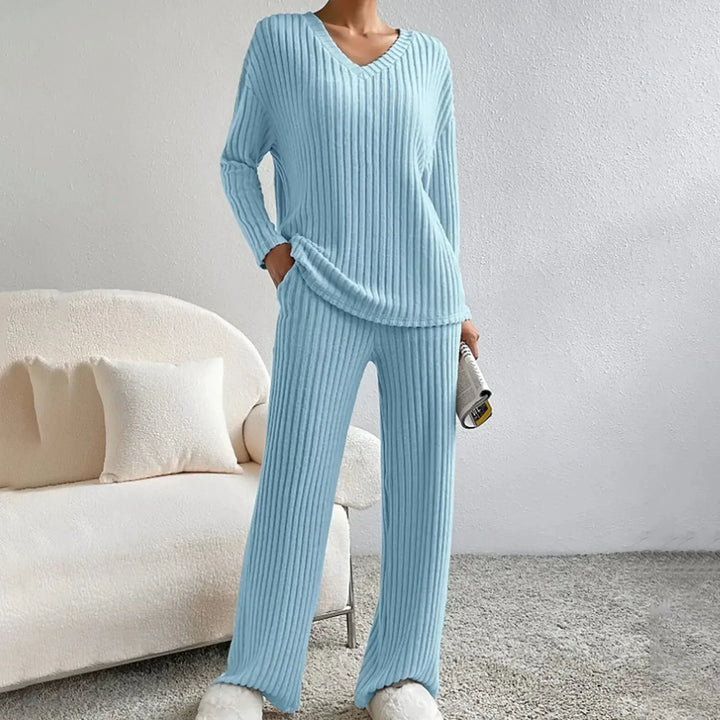 Lola | Women's Knitted Loungewear Set Ribbed Wide Leg