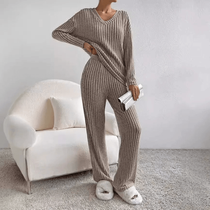 Lola | Women's Knitted Loungewear Set Ribbed Wide Leg