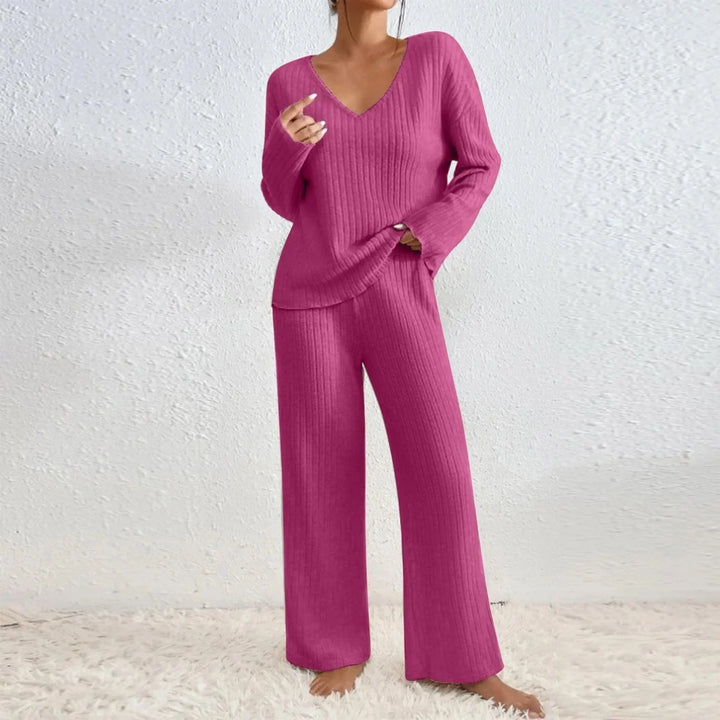 Lola | Women's Knitted Loungewear Set Ribbed Wide Leg