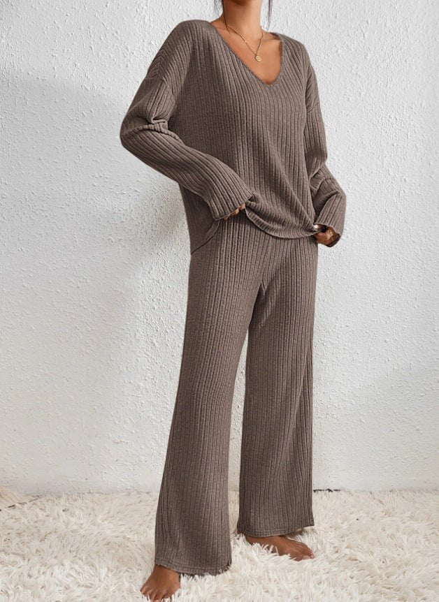 Lola | Women's Knitted Loungewear Set Ribbed Wide Leg