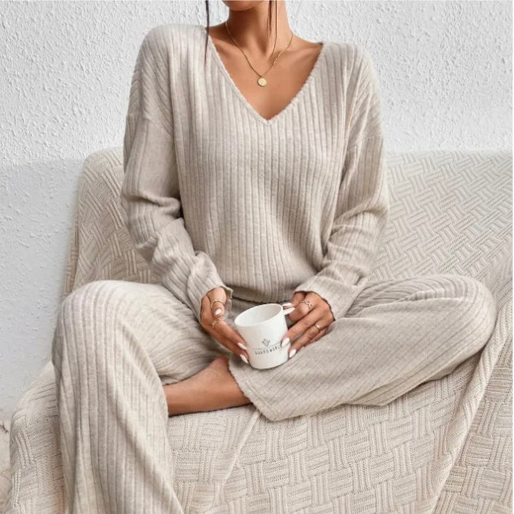 Lola | Women's Knitted Loungewear Set Ribbed Wide Leg