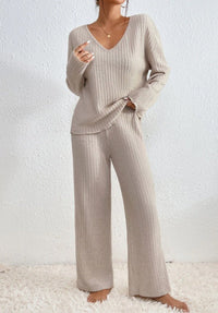 Lola | Women's Knitted Loungewear Set Ribbed Wide Leg