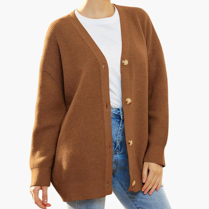 Ivy | Women's Knitted Cardigan Oversized Ribbed V-Neck