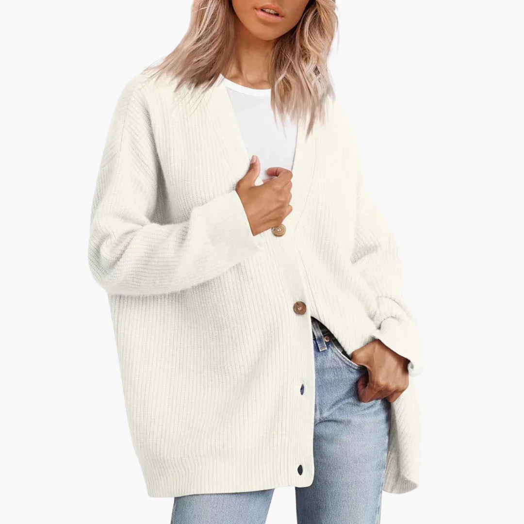 Ivy | Women's Knitted Cardigan Oversized Ribbed V-Neck
