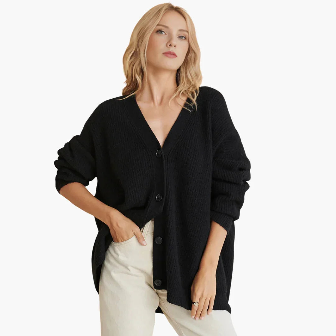 Ivy | Women's Knitted Cardigan Oversized Ribbed V-Neck