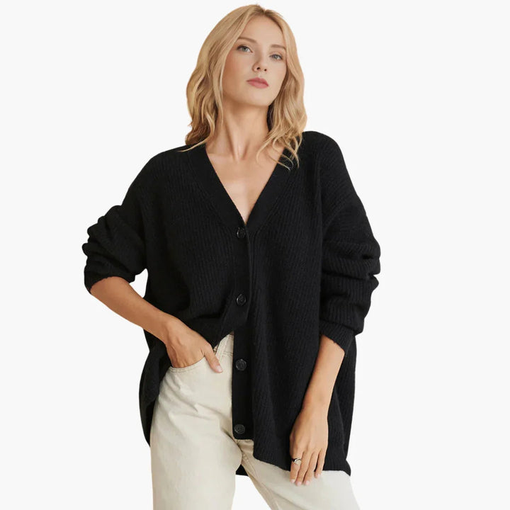 Ivy | Women's Knitted Cardigan Oversized Ribbed V-Neck