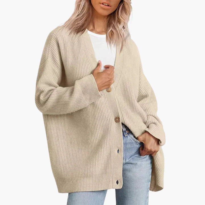 Ivy | Women's Knitted Cardigan Oversized Ribbed V-Neck