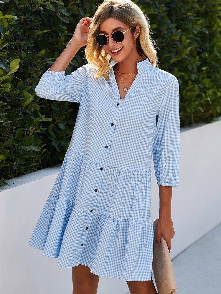 Bondi | Gingham Tiered Button-Down Summer Dress