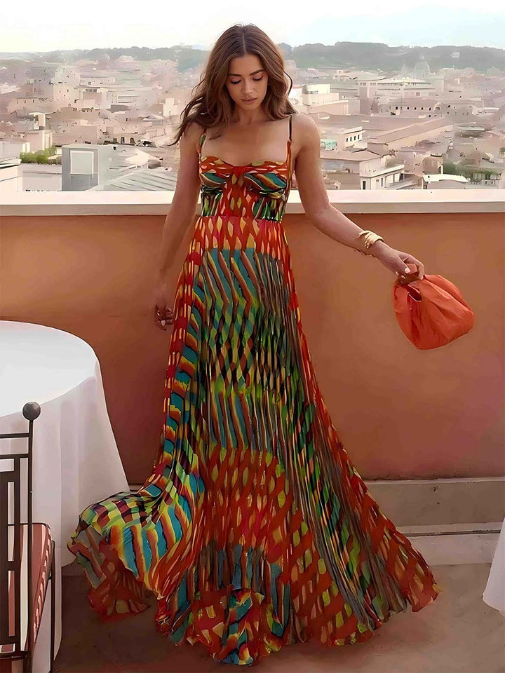 Amalfi | Printed Pleated Maxi Summer Dress