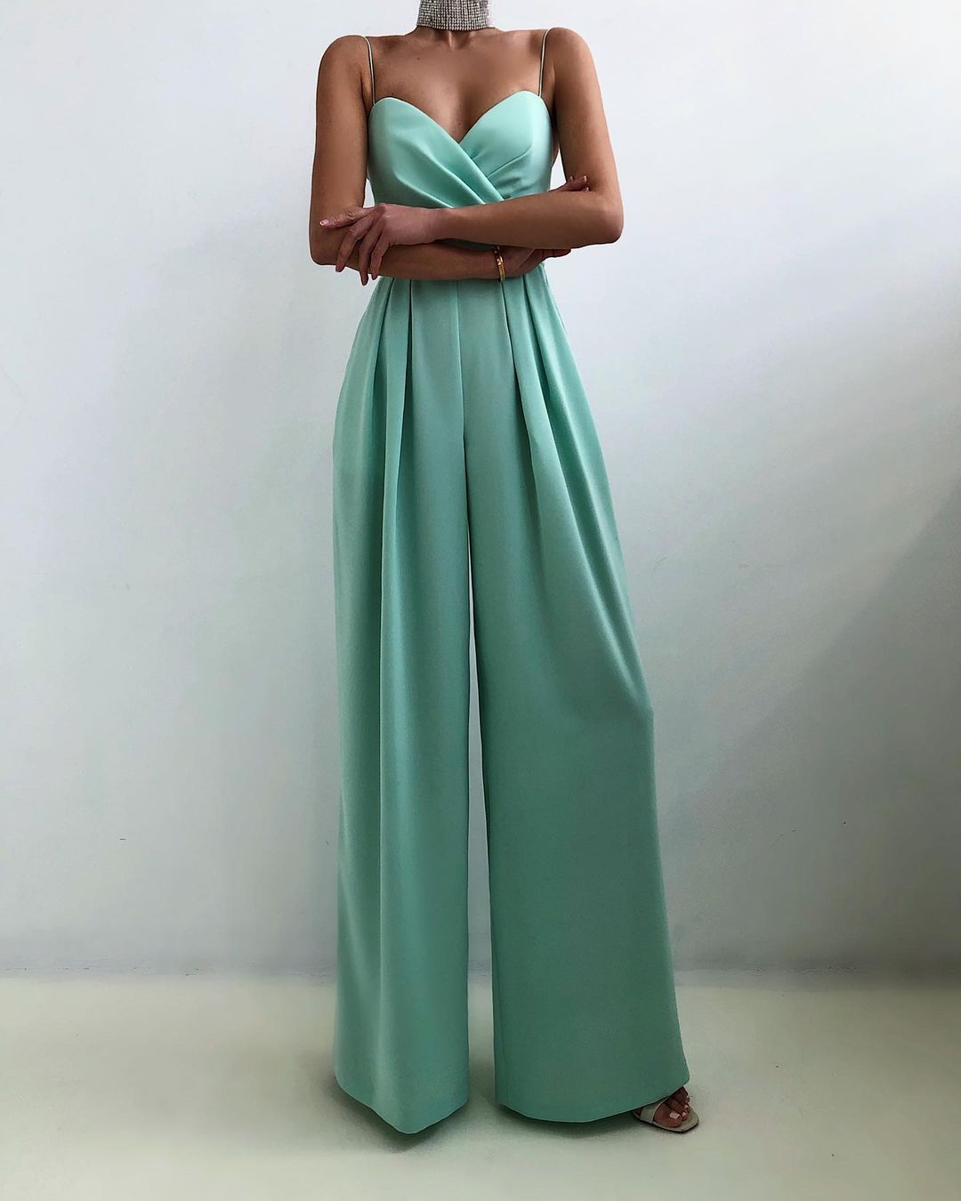 Isadora | Sweetheart Wrap Bodice Jumpsuit with Wide Leg Trousers