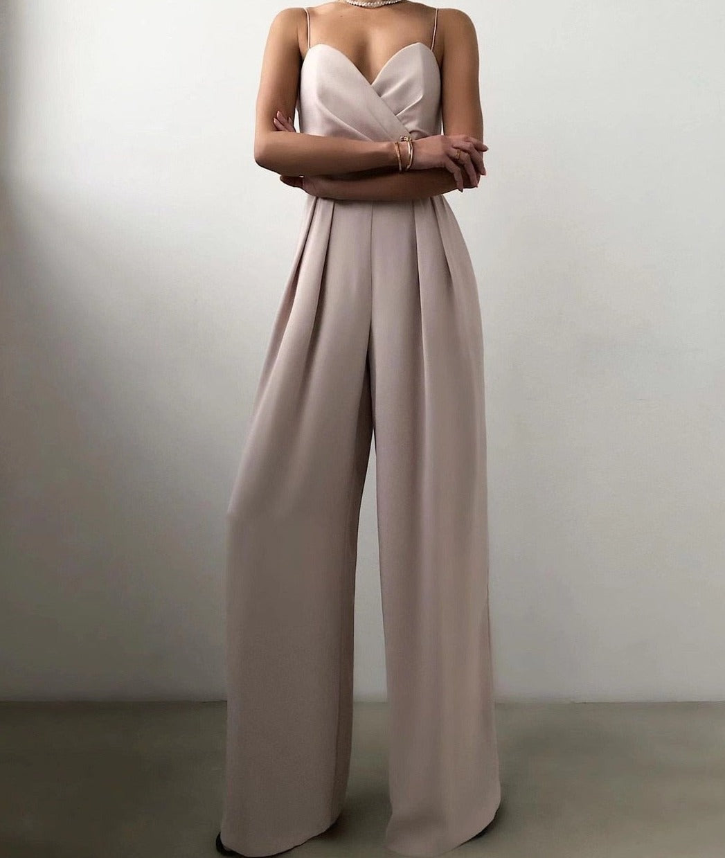 Isadora | Sweetheart Wrap Bodice Jumpsuit with Wide Leg Trousers
