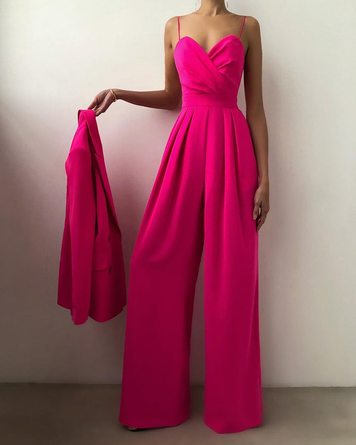 Isadora | Sweetheart Wrap Bodice Jumpsuit with Wide Leg Trousers