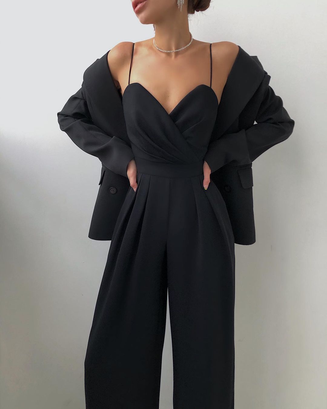 Isadora | Sweetheart Wrap Bodice Jumpsuit with Wide Leg Trousers