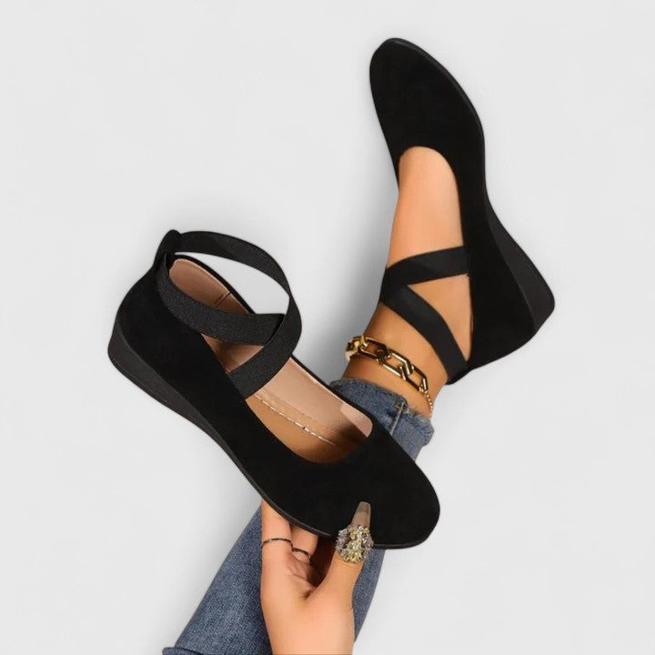 Sadie | Cross-Strap Mary Jane Flats with Elastic Band Detail
