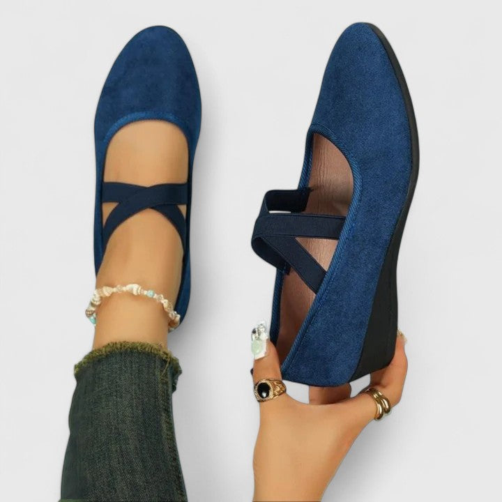 Sadie | Cross-Strap Mary Jane Flats with Elastic Band Detail