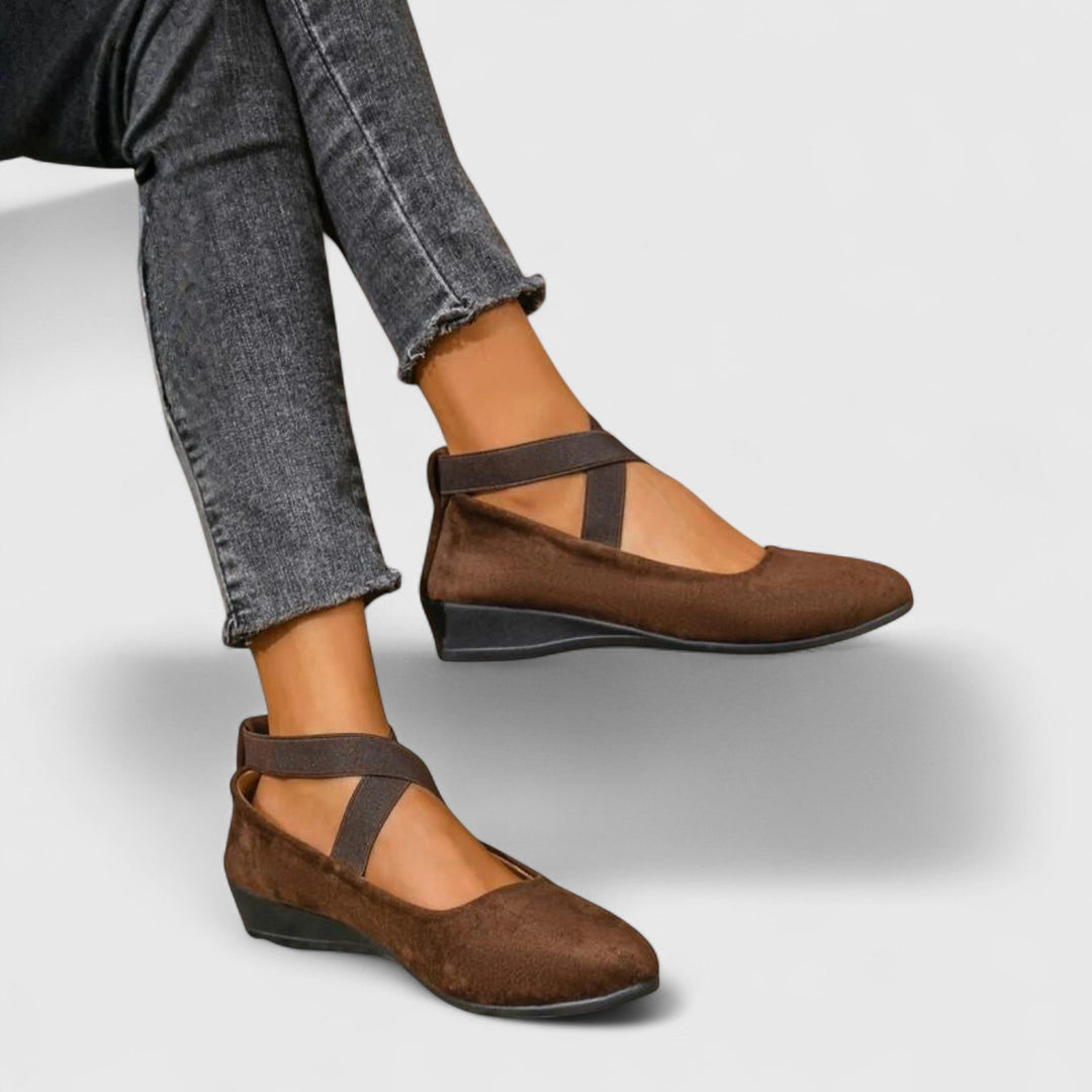 Sadie | Cross-Strap Mary Jane Flats with Elastic Band Detail