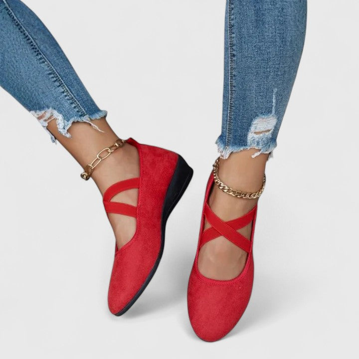 Sadie | Cross-Strap Mary Jane Flats with Elastic Band Detail